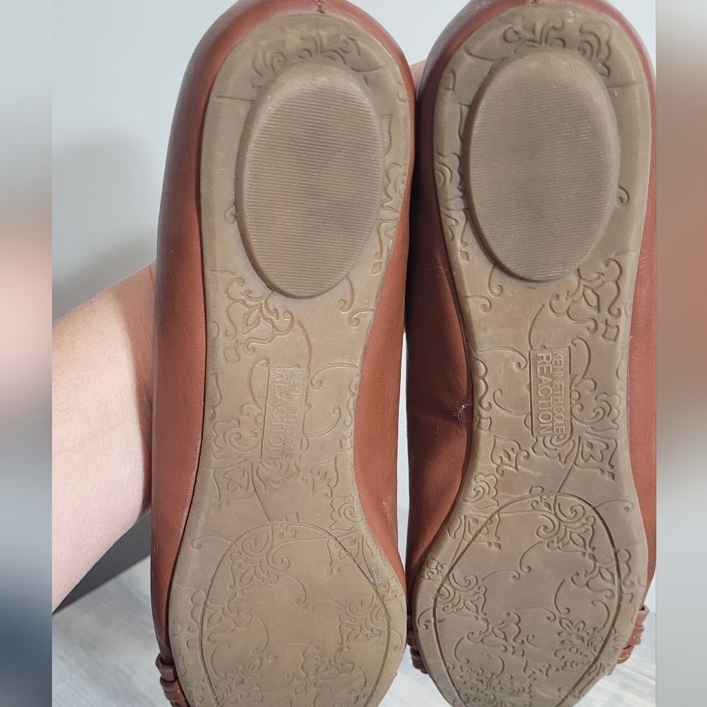 Kenneth Cole Reaction Brown Leather Slip On Ballet Flats. Size 8.5 - Picture 7 of 8